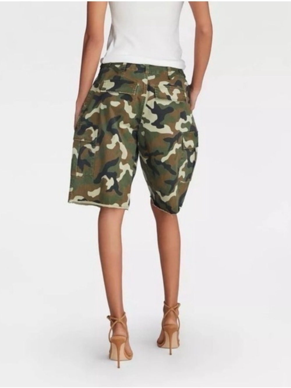 KBB KAHLANA Mid Rise Camo  Cargo Shorts - Green Camo - Picture 3 of 7